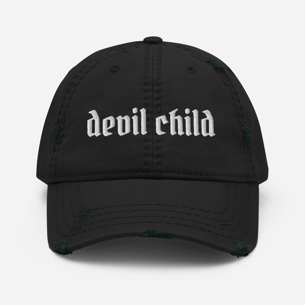 distressed devil child hat